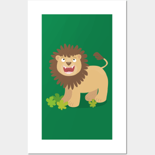 Cute lion roaring cartoon kids illustration Posters and Art